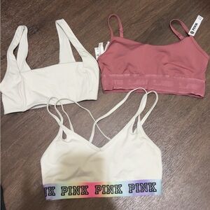 PINK Victoria's Secret Mauve and Cream Bralette Trio